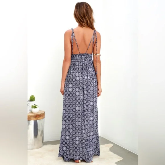 LULU'S Field Day Navy Blue Print
Tie-Strap Maxi Dress - Picture 4 of 6